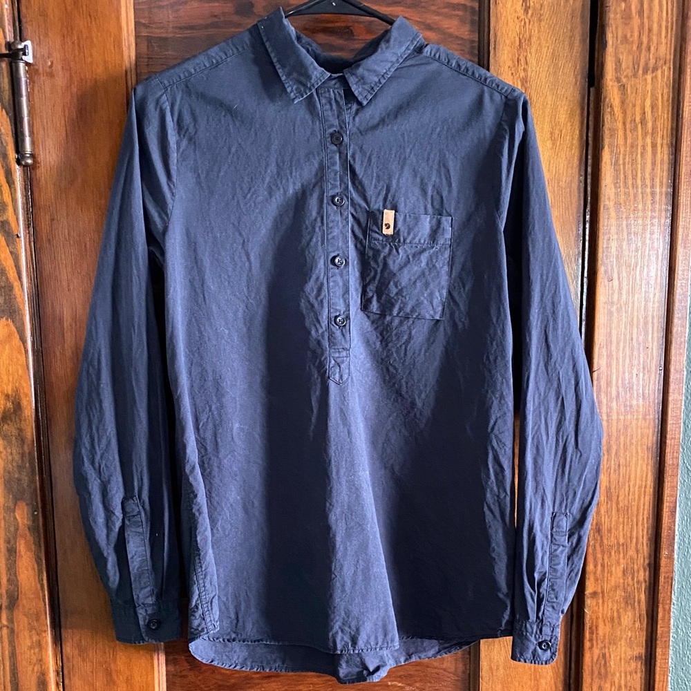 Fjallraven Navy Quarter Button Down Long Sleeve